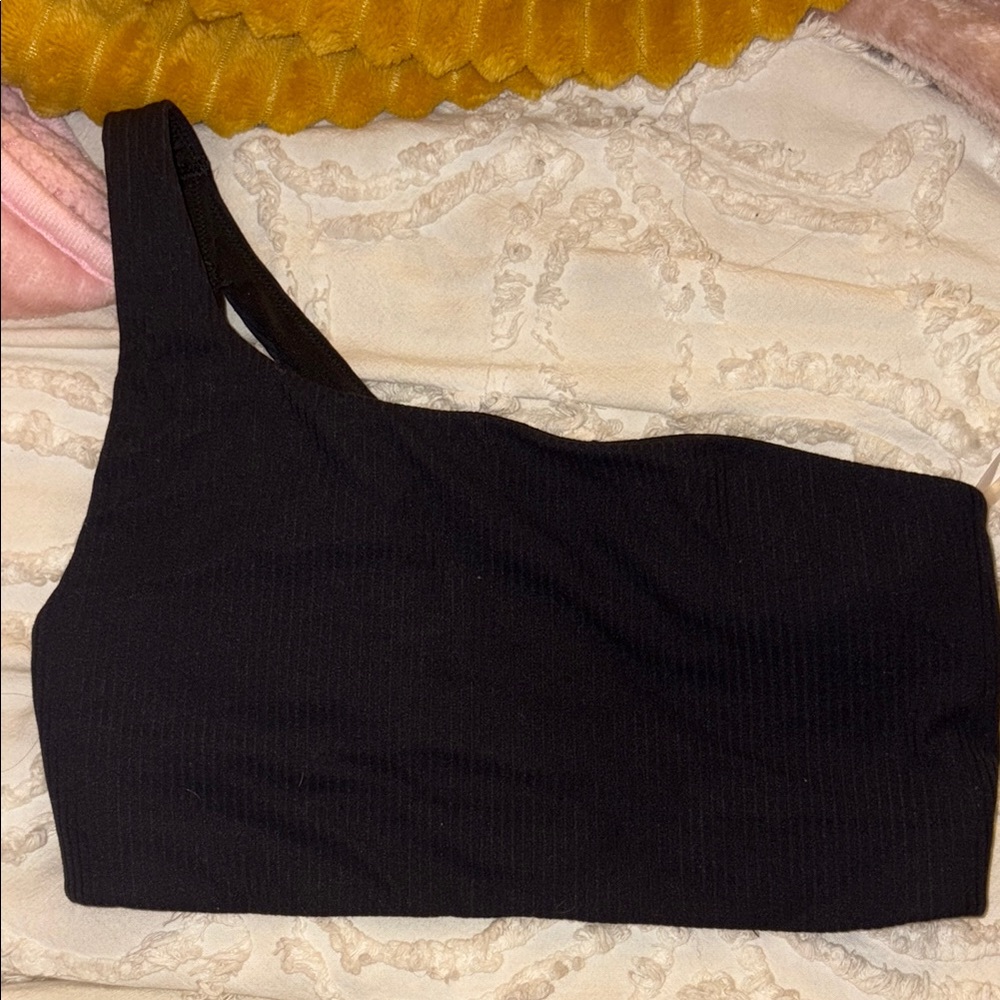 Lululemon Black One-Shoulder Ribbed Align Bra